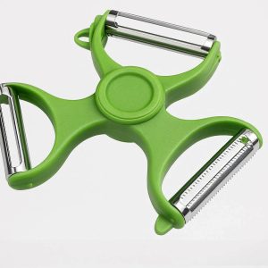 3 in 1 Rotatable Vegetable Peeler Stainless Steel Sharp Blades for Standard Peeling Julienne and Soft Skin Fruits Kitchen Tool Green