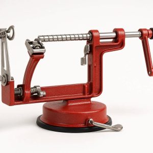 15 Professional Apple Peeler Corer Slicer Heavy Duty Die Cast Metal Machine with Suction Base for Fast Fruit Processing Manual Crank Red