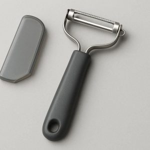 16 Precision Swivel Peeler with Protective Cover Stainless Steel Blade for Detailed Fruit and Vegetable Peeling Compact Kitchen Tool Gray