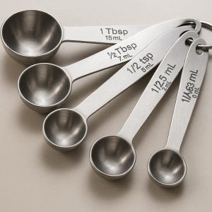 Stainless Steel Measuring Spoons Set of 6 Heavy Duty Metal Spoons with Engraved Markings for Dry and Liquid Ingredients Kitchen Silver