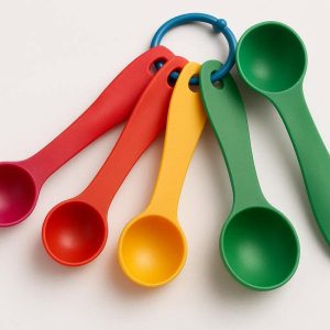 Plastic Measuring Spoons Set of 5 Colorful Teaspoons and Tablespoons with Ring Holder for Baking and Cooking Accurate Measurements Multi