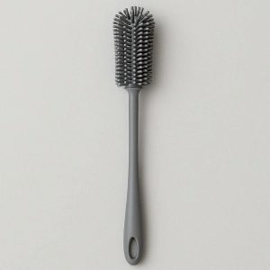 Silicone Bottle Brush for Cleaning Long Handle Narrow Neck Brush for Water Bottles Baby Bottles and Wine Glasses Soft Bristles Gray